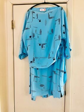 VTG 80s Does 20s Art Deco Crepe Avant Garde 2 Piece Artist Skirt Set L/XL